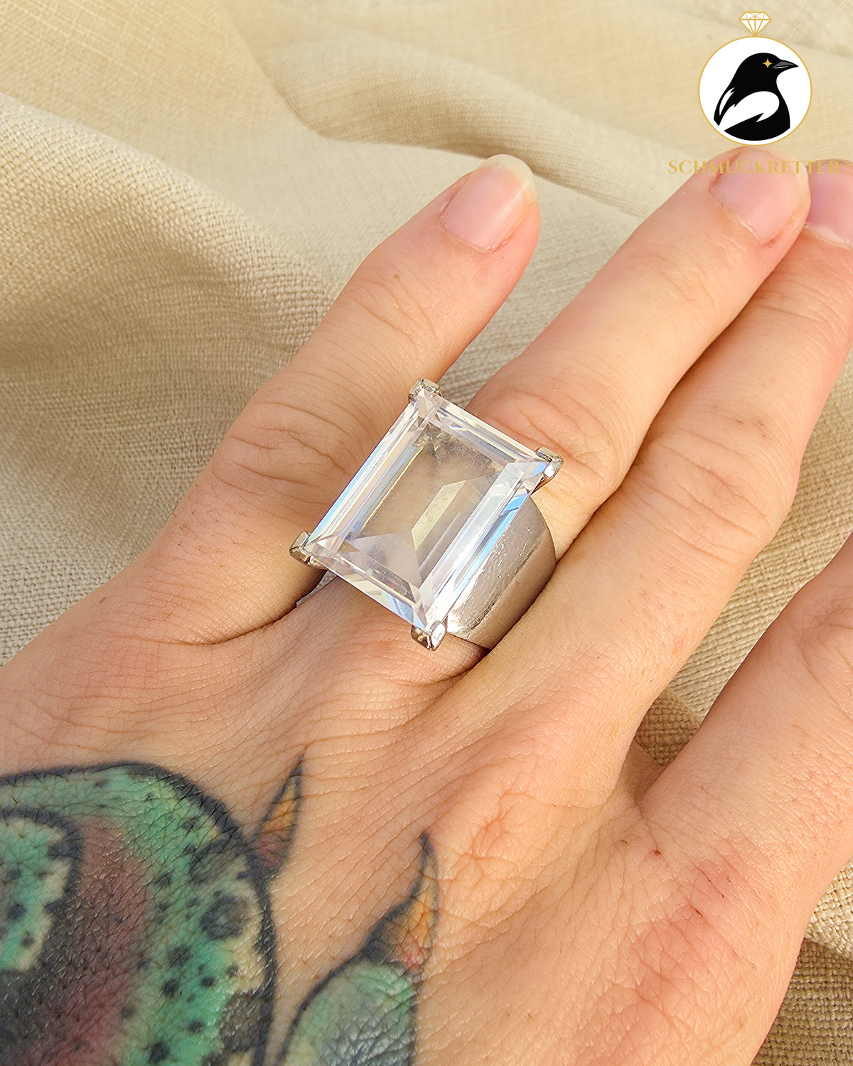 Daniel Swarovski Ring mit großem Zirkonia – massives 925 Silber, Gr. 57