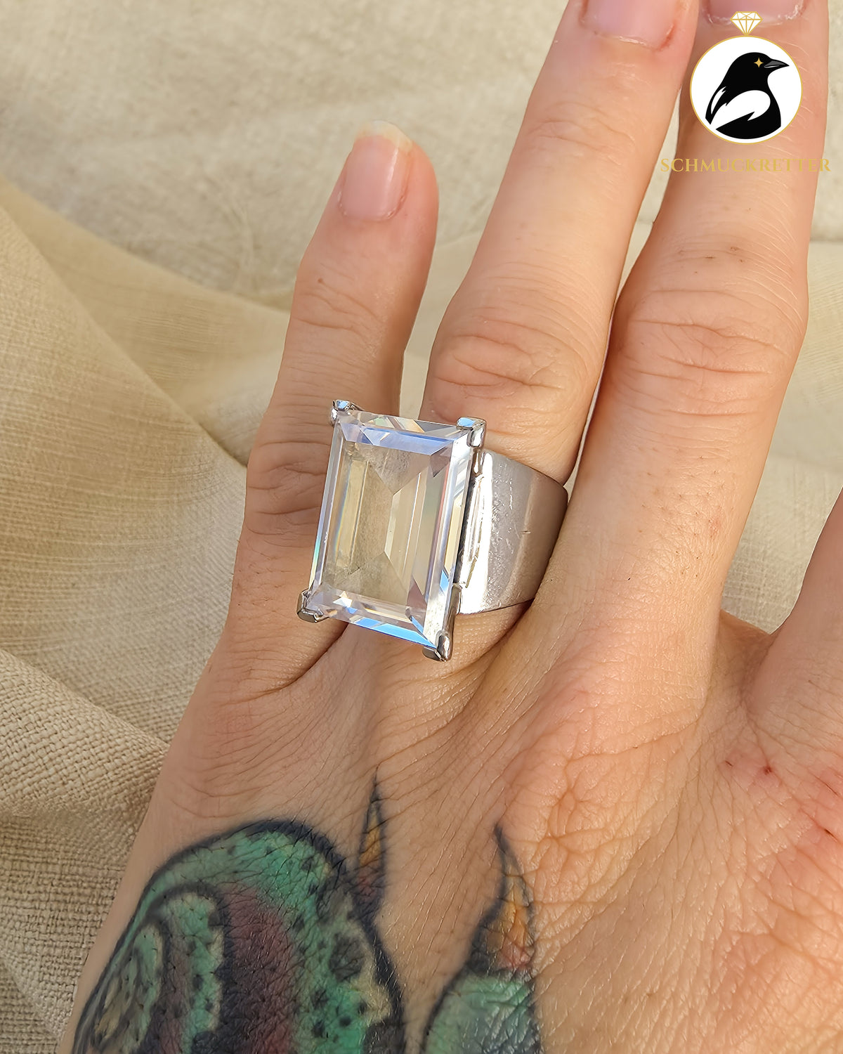 Daniel Swarovski Ring mit großem Zirkonia – massives 925 Silber, Gr. 57