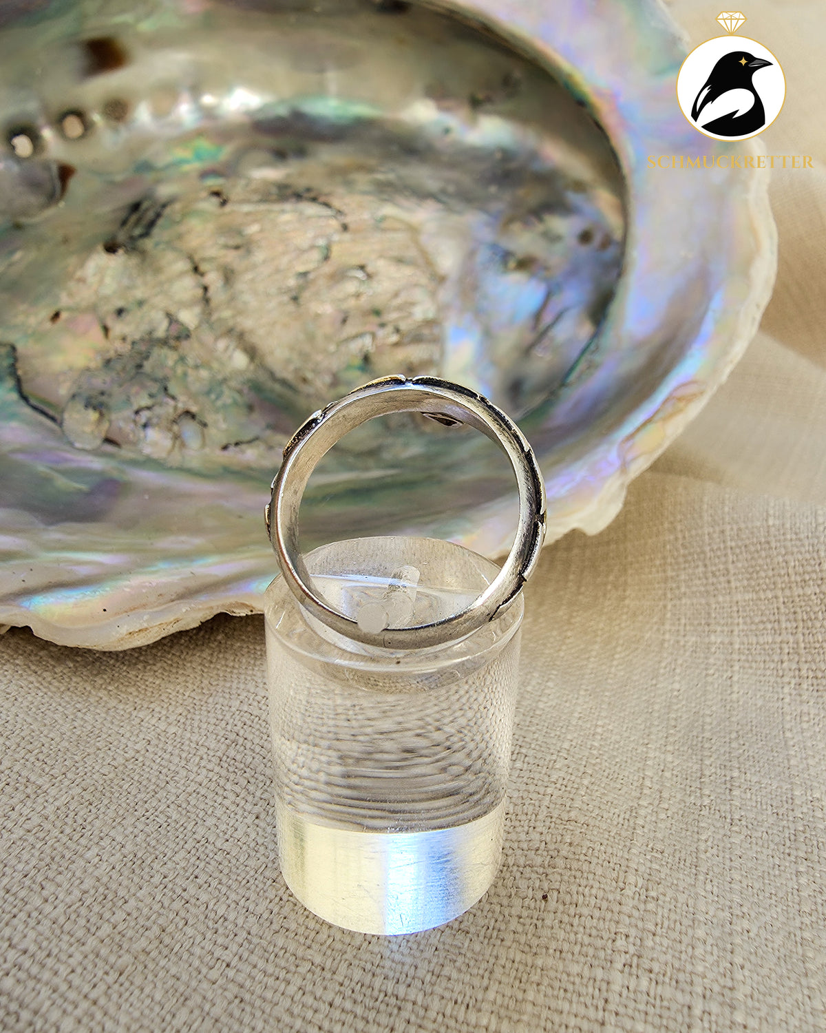 Ring mit Amethyst – 925 Silber, strukturierte Oberfläche, Gr. 54