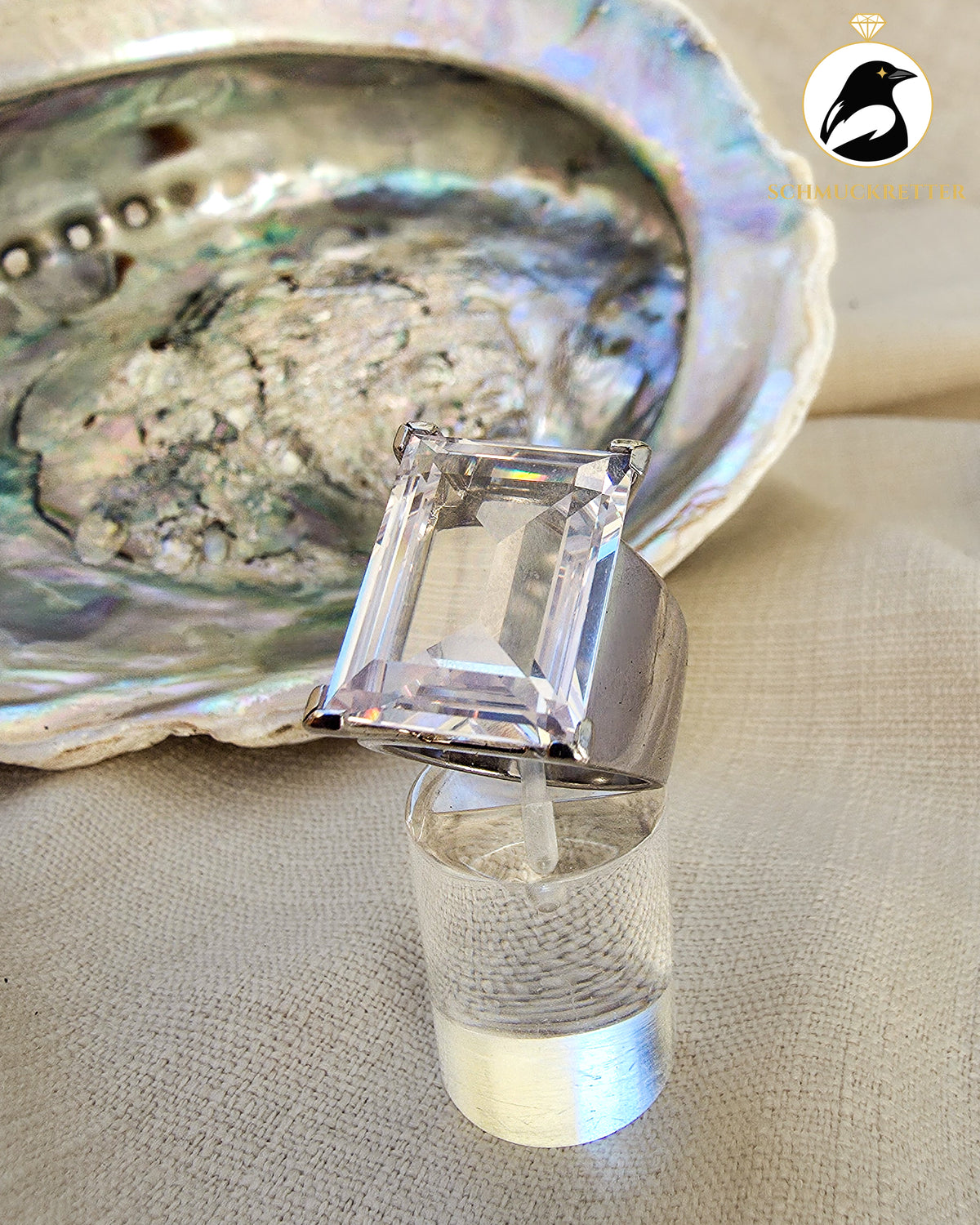 Daniel Swarovski Ring mit großem Zirkonia – massives 925 Silber, Gr. 57