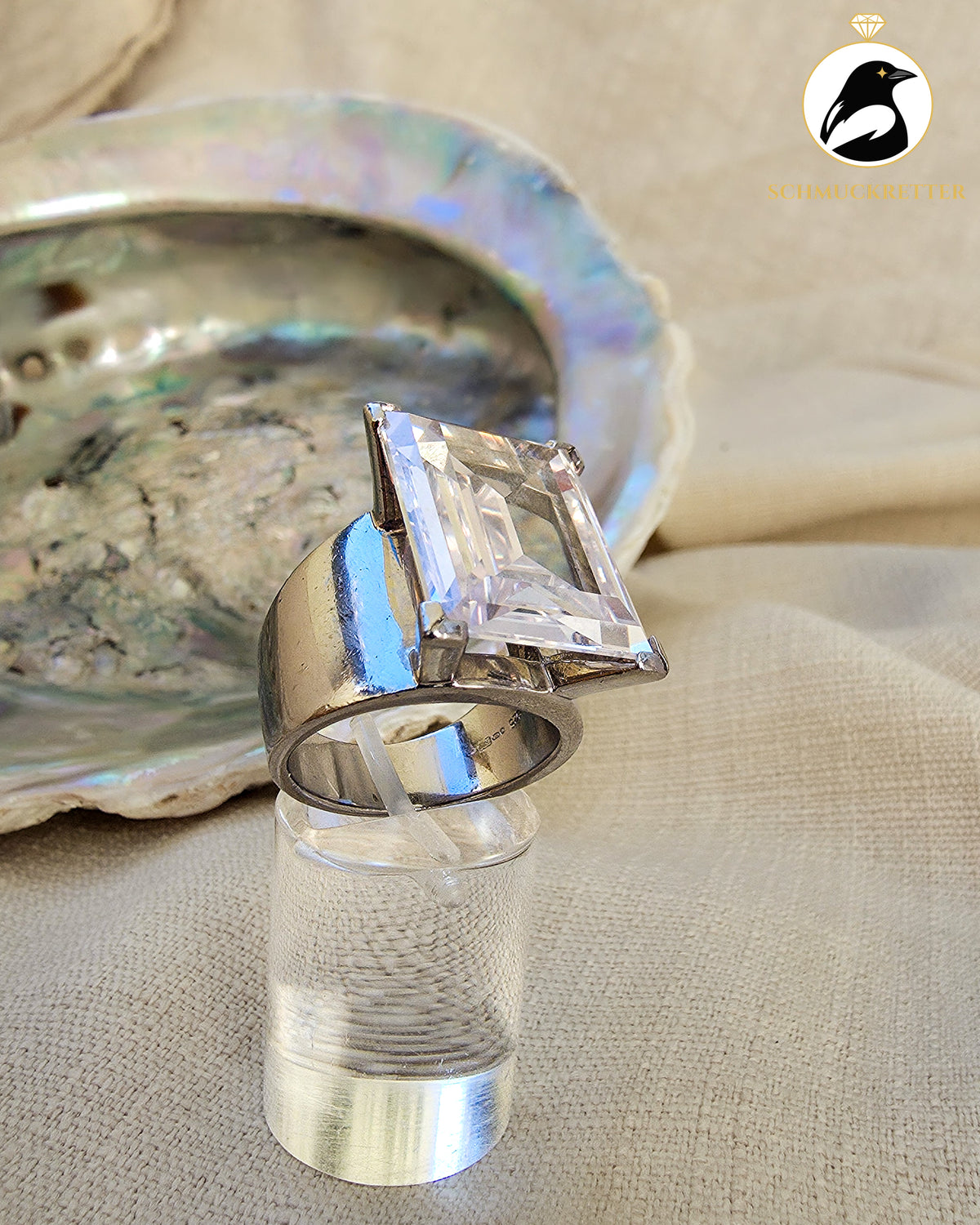 Daniel Swarovski Ring mit großem Zirkonia – massives 925 Silber, Gr. 57