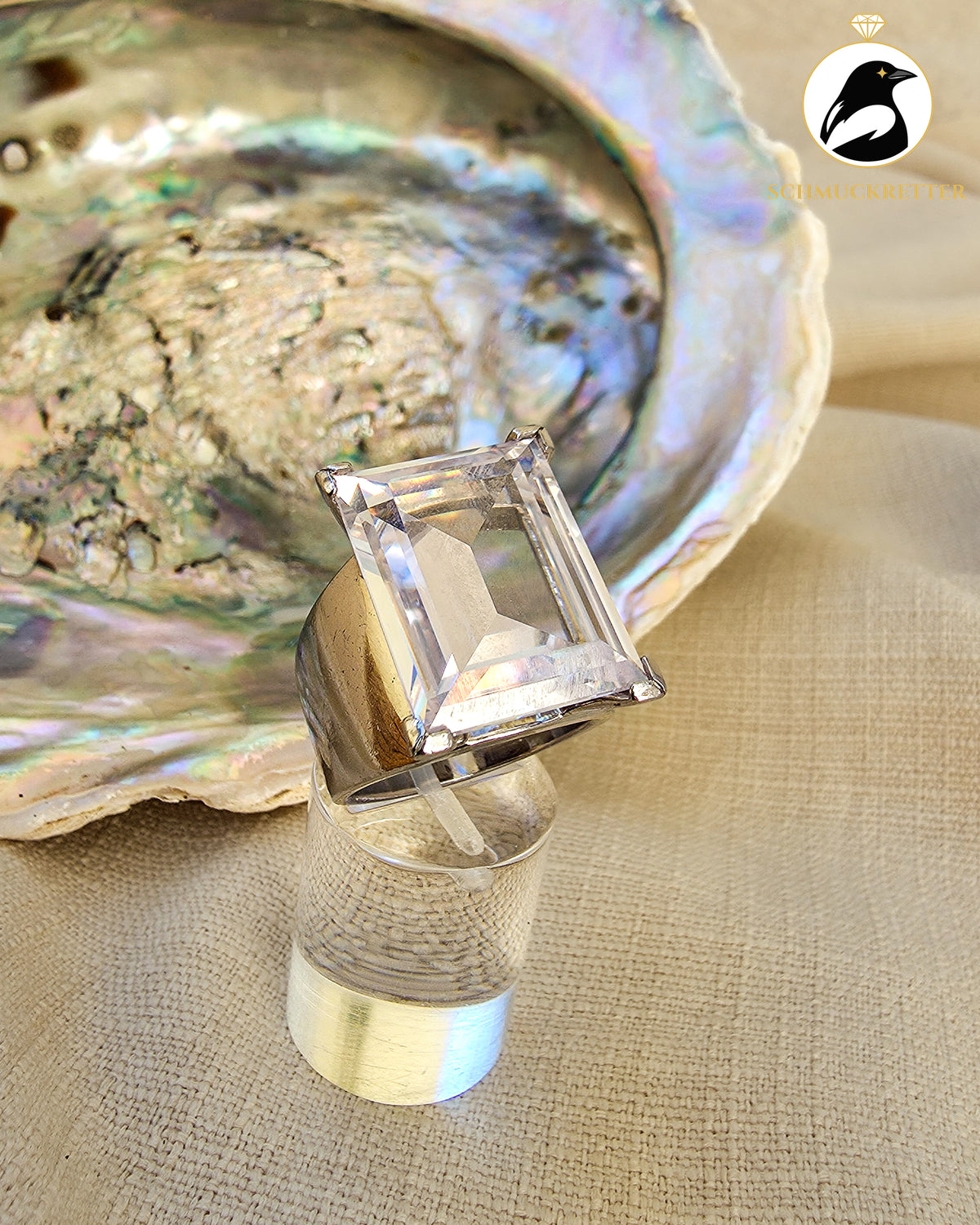 Daniel Swarovski Ring mit großem Zirkonia – massives 925 Silber, Gr. 57