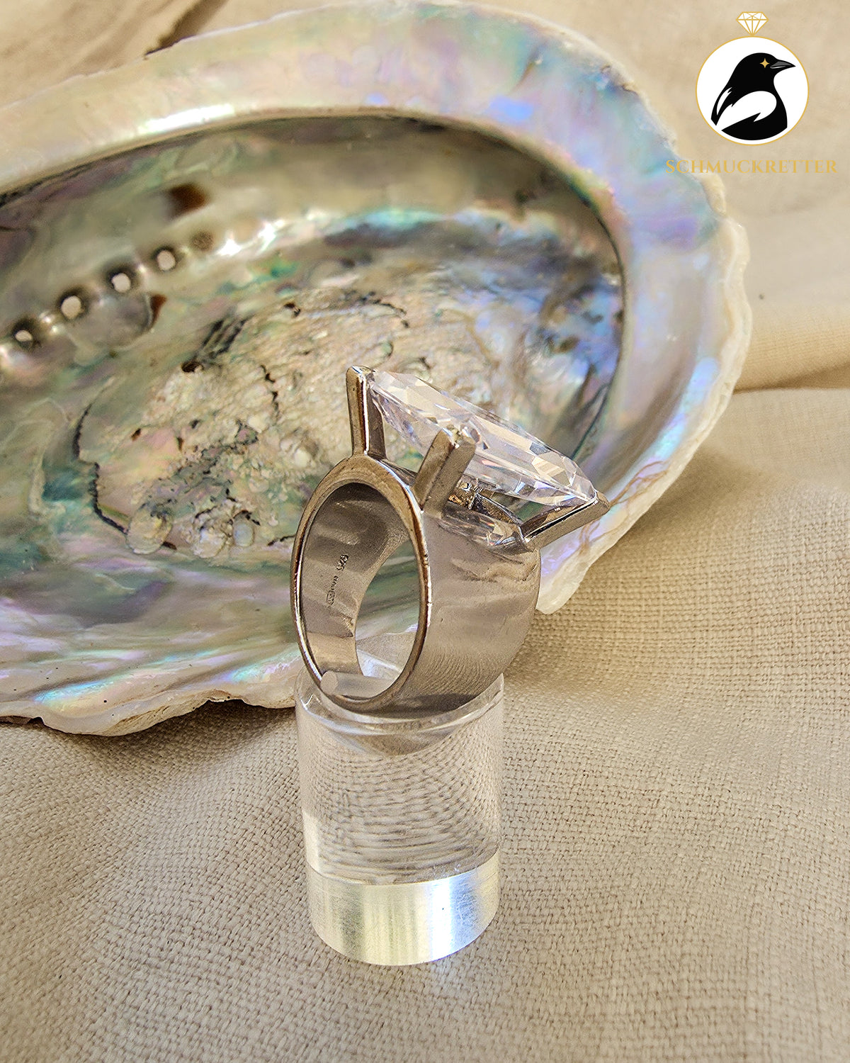 Daniel Swarovski Ring mit großem Zirkonia – massives 925 Silber, Gr. 57