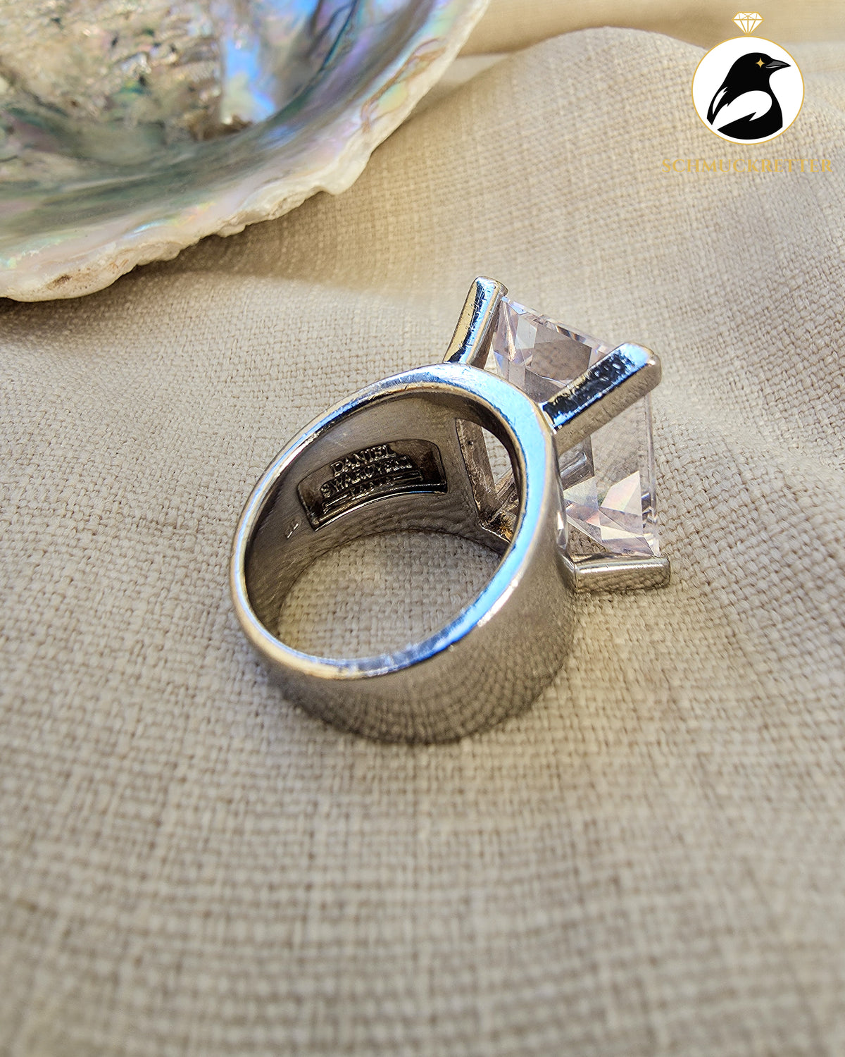 Daniel Swarovski Ring mit großem Zirkonia – massives 925 Silber, Gr. 57