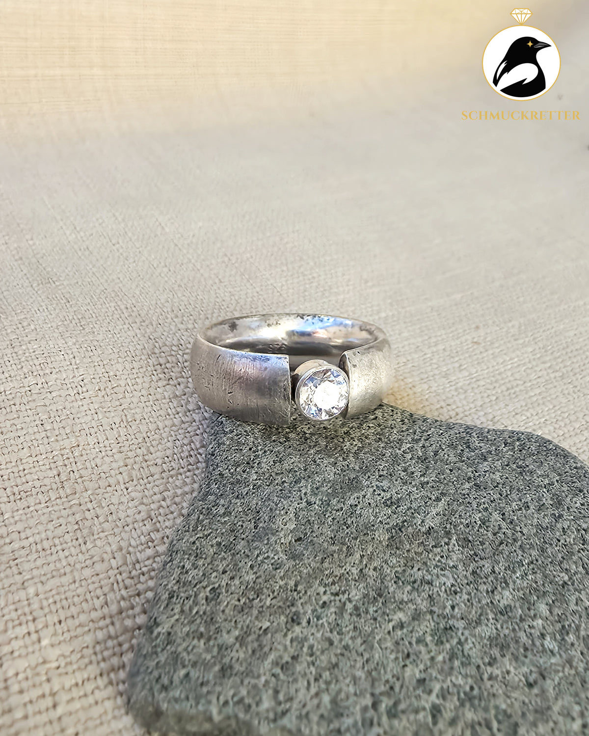 Spannring mit funkelndem Zirkonia – 925 Silber, Gr. 53