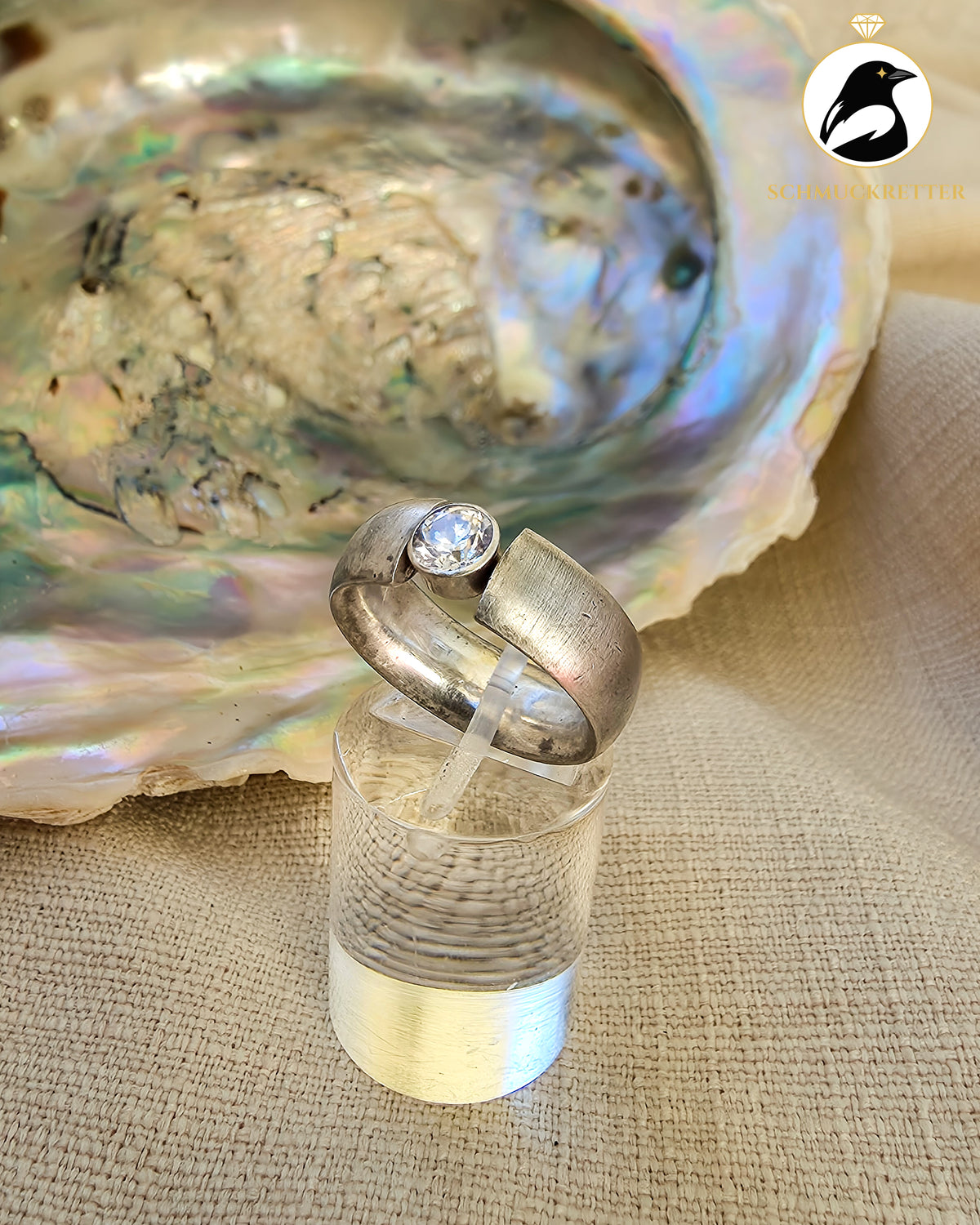 Spannring mit funkelndem Zirkonia – 925 Silber, Gr. 53