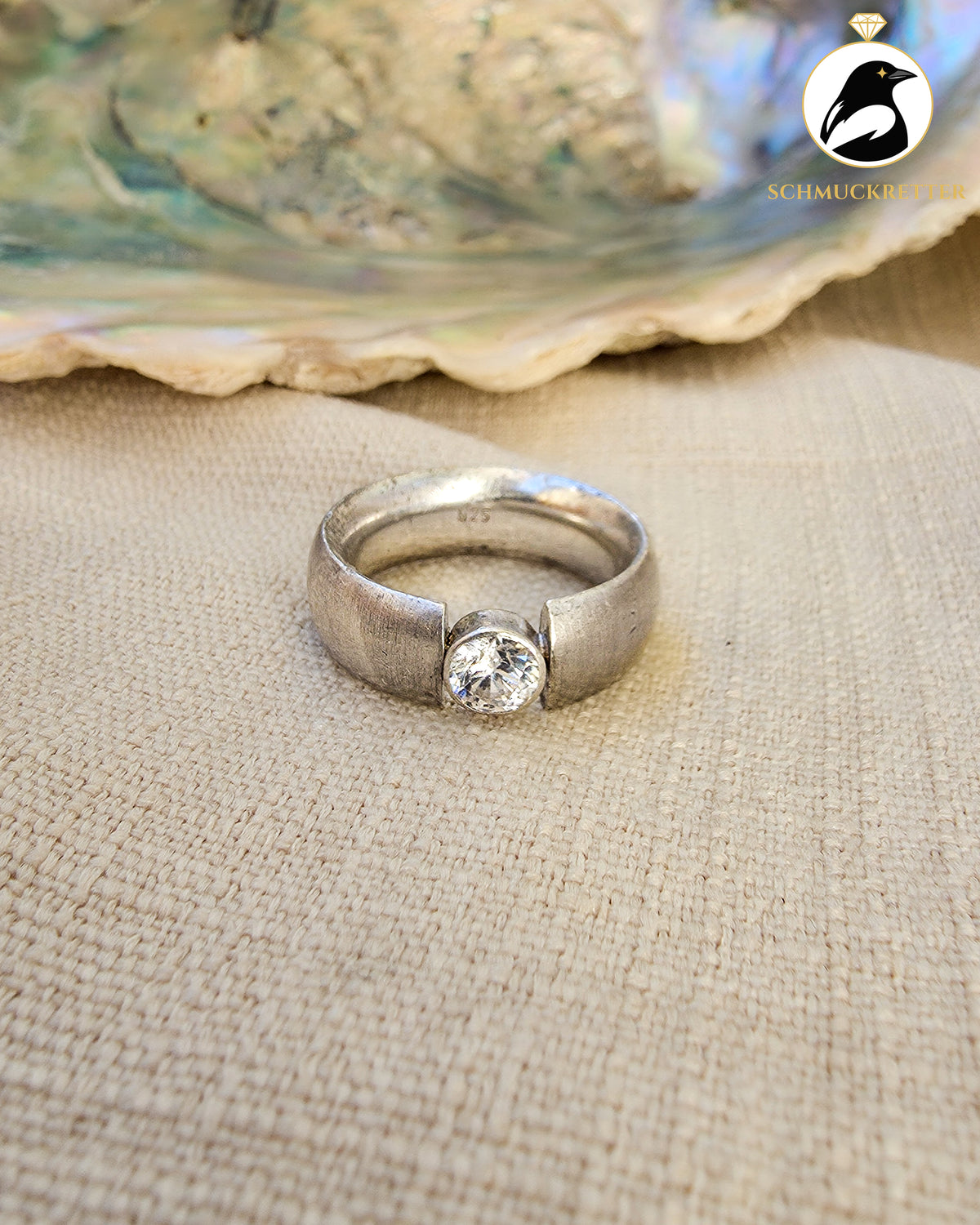 Spannring mit funkelndem Zirkonia – 925 Silber, Gr. 53