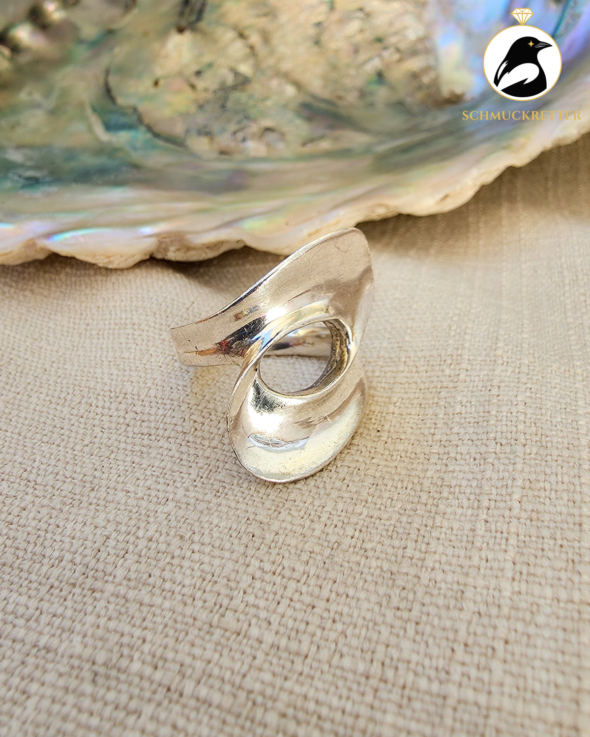 Statement-Ring im abstrakten Wellen-Design – 925 Silber, Gr. 54