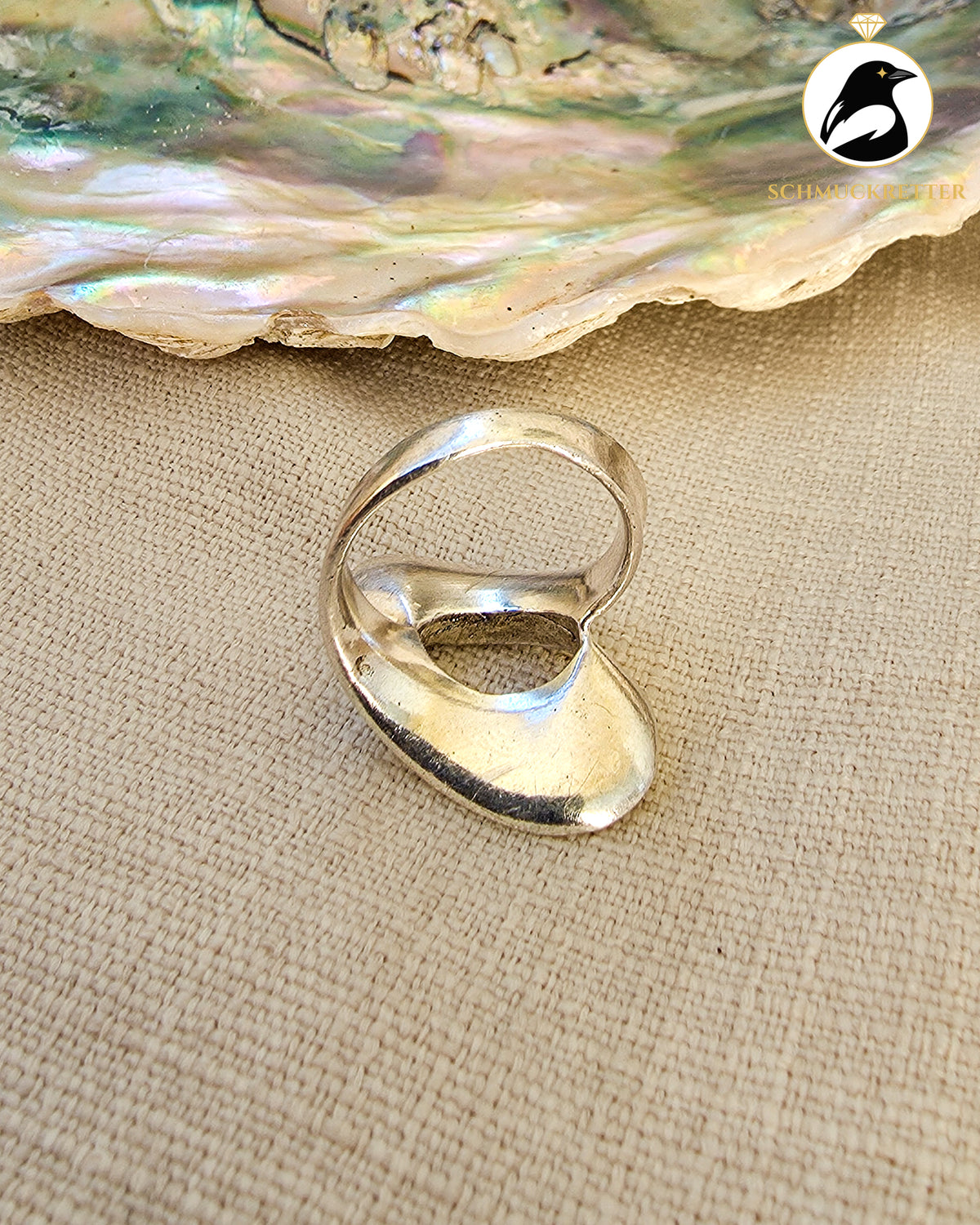 Statement-Ring im abstrakten Wellen-Design – 925 Silber, Gr. 54