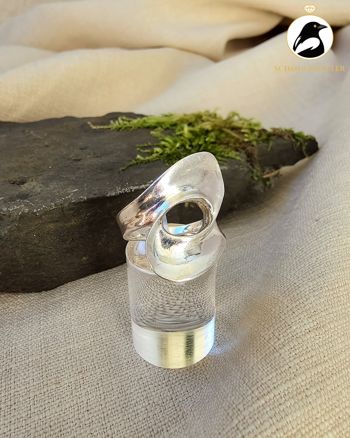 Statement-Ring im abstrakten Wellen-Design – 925 Silber, Gr. 54