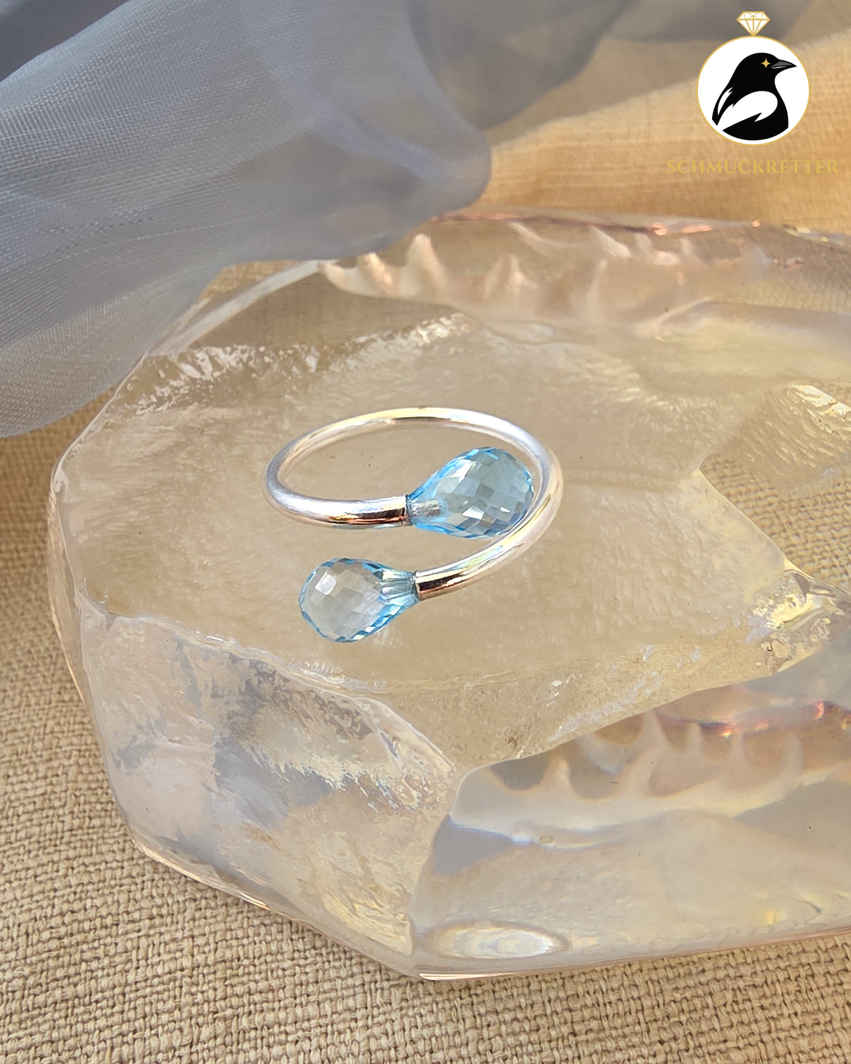 Double Trouble BLUE | Facettierter Blautopas Ring aus 925er Silber