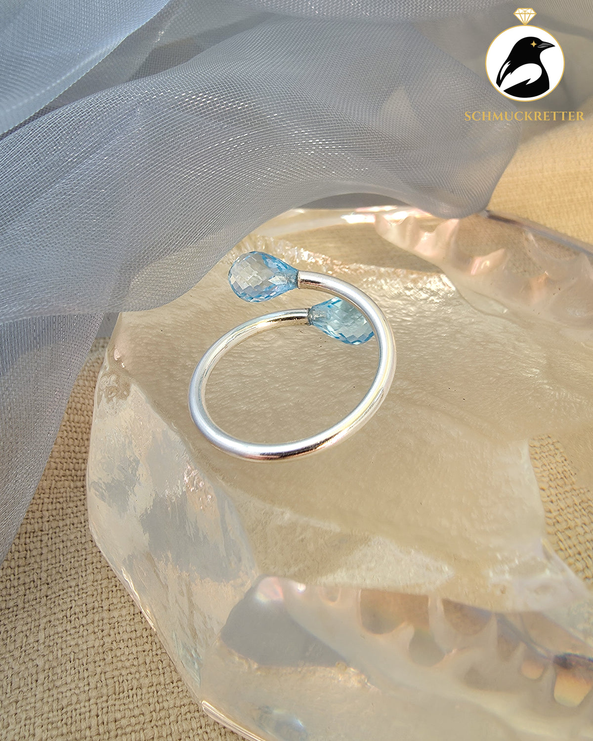 Double Trouble BLUE | Facettierter Blautopas Ring aus 925er Silber