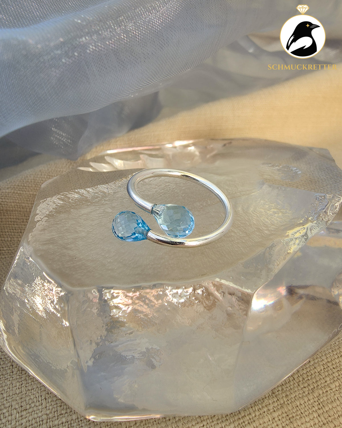 Double Trouble BLUE | Facettierter Blautopas Ring aus 925er Silber
