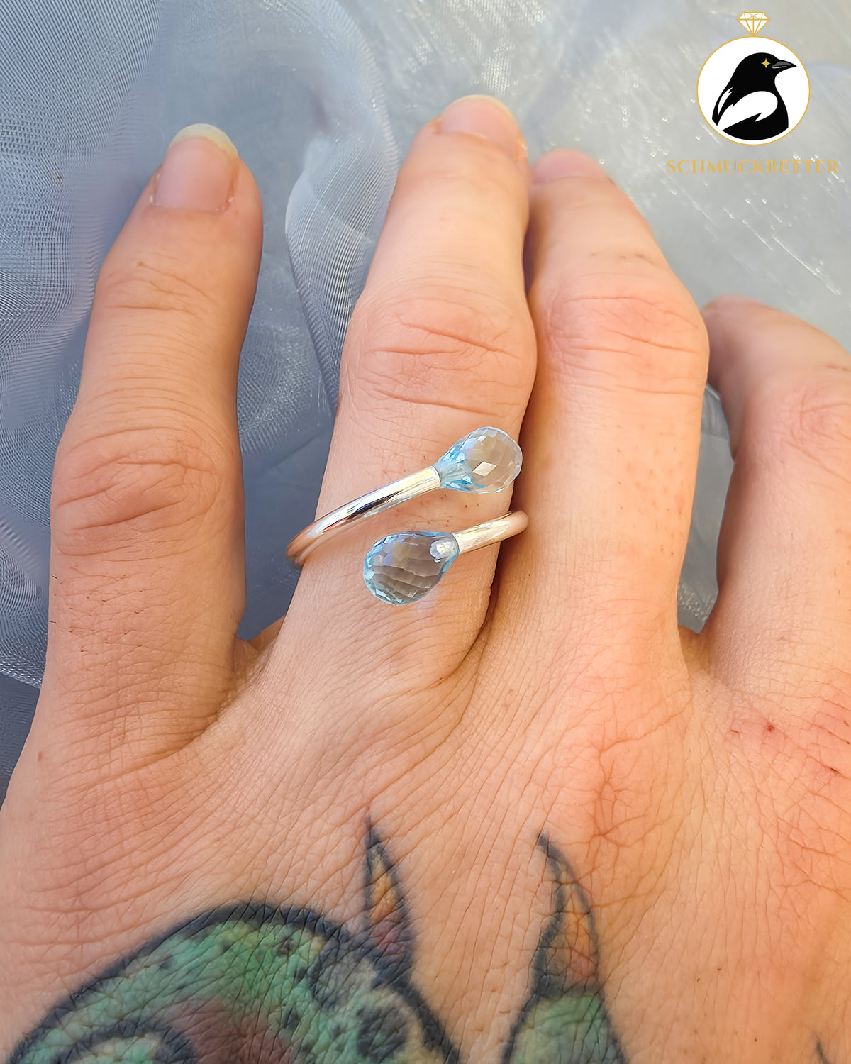 Double Trouble BLUE | Facettierter Blautopas Ring aus 925er Silber