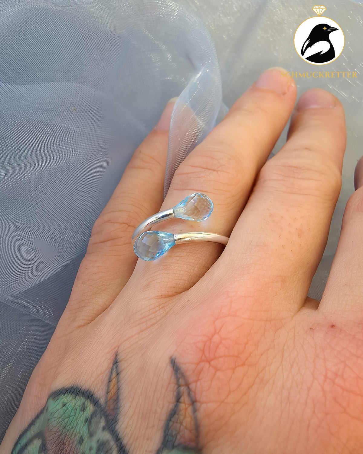 Double Trouble BLUE | Facettierter Blautopas Ring aus 925er Silber