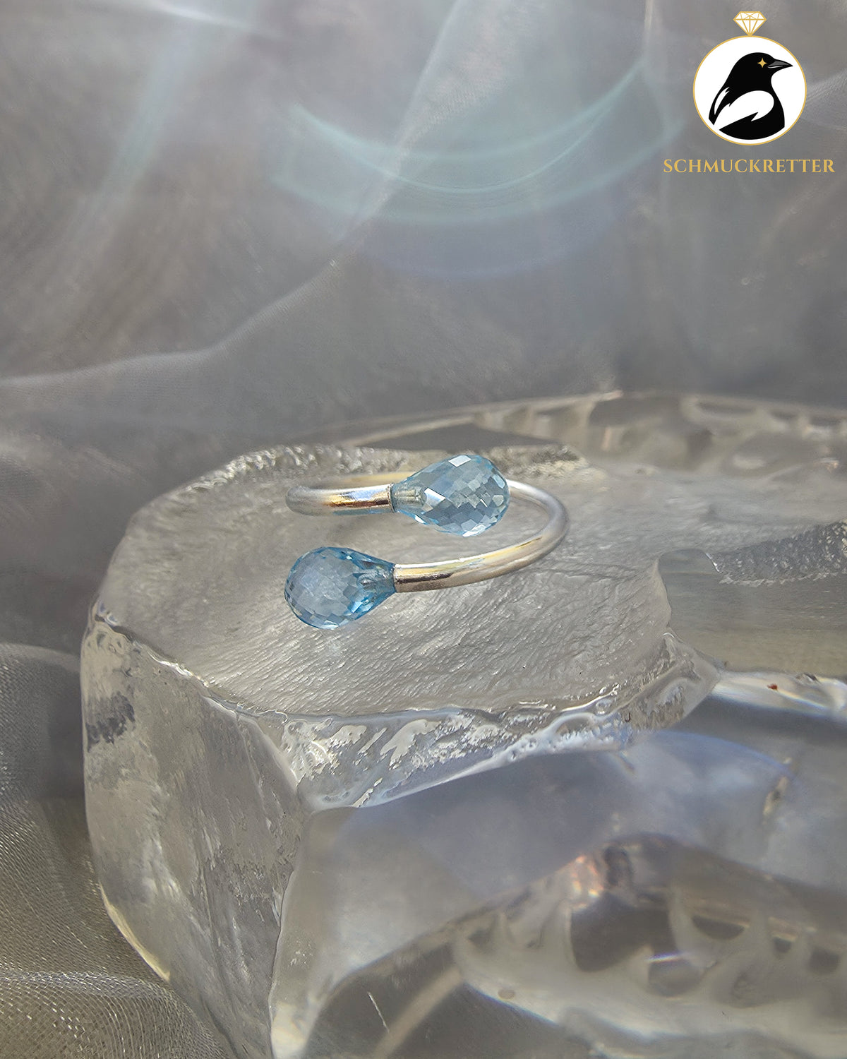 Double Trouble BLUE | Facettierter Blautopas Ring aus 925er Silber