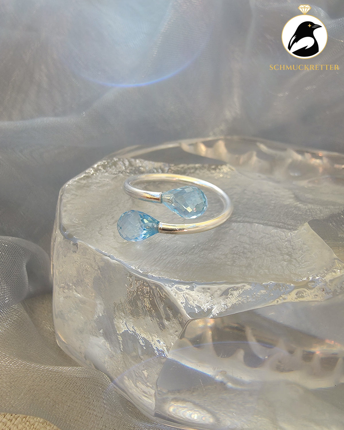 Double Trouble BLUE | Facettierter Blautopas Ring aus 925er Silber