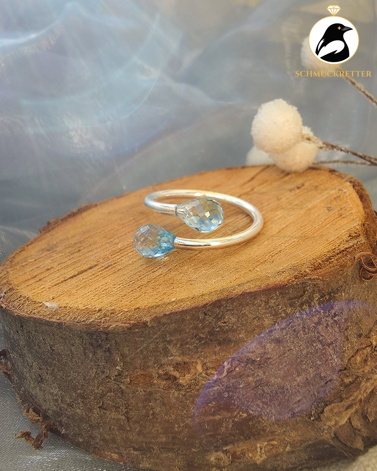 Double Trouble BLUE | Facettierter Blautopas Ring aus 925er Silber