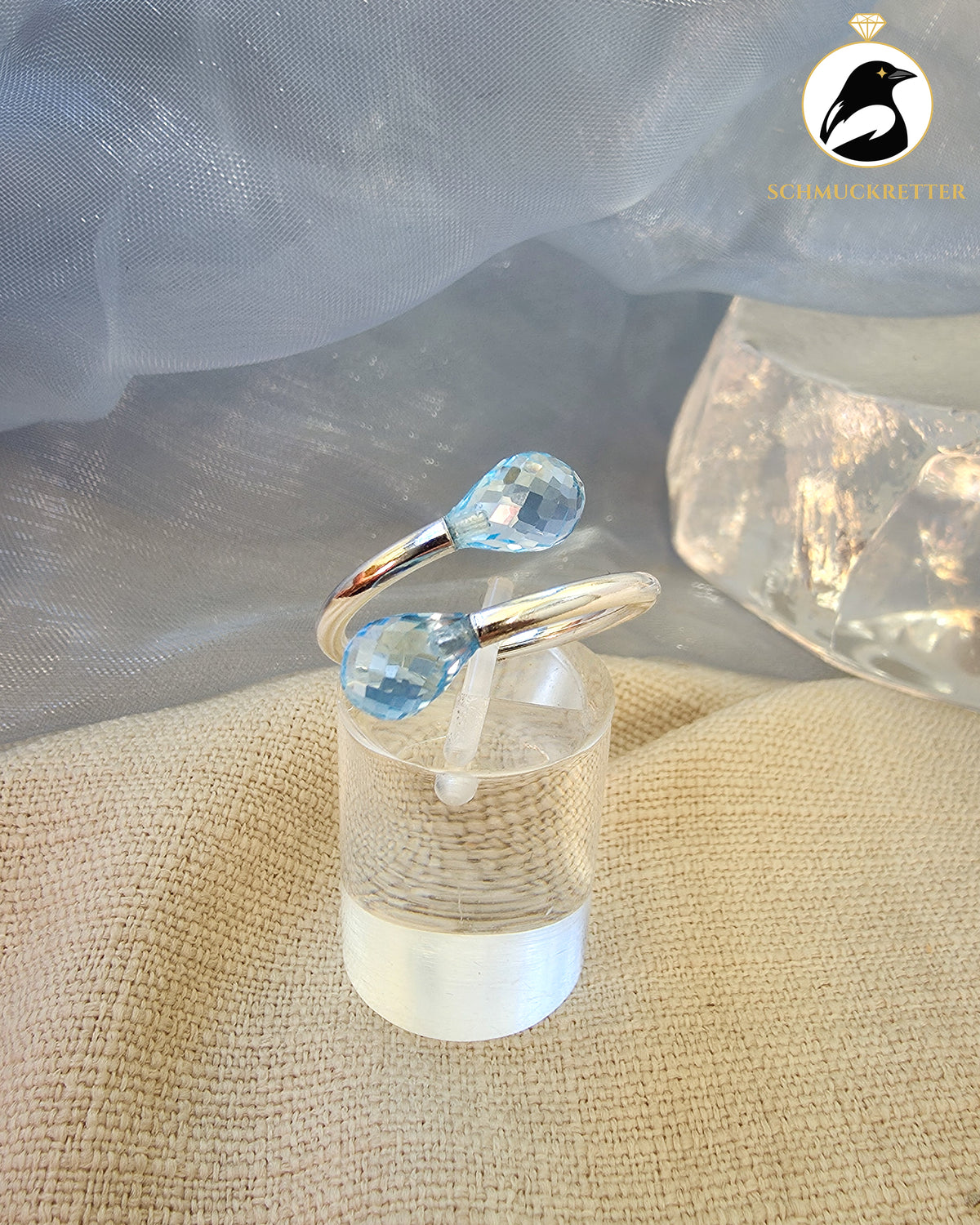 Double Trouble BLUE | Facettierter Blautopas Ring aus 925er Silber