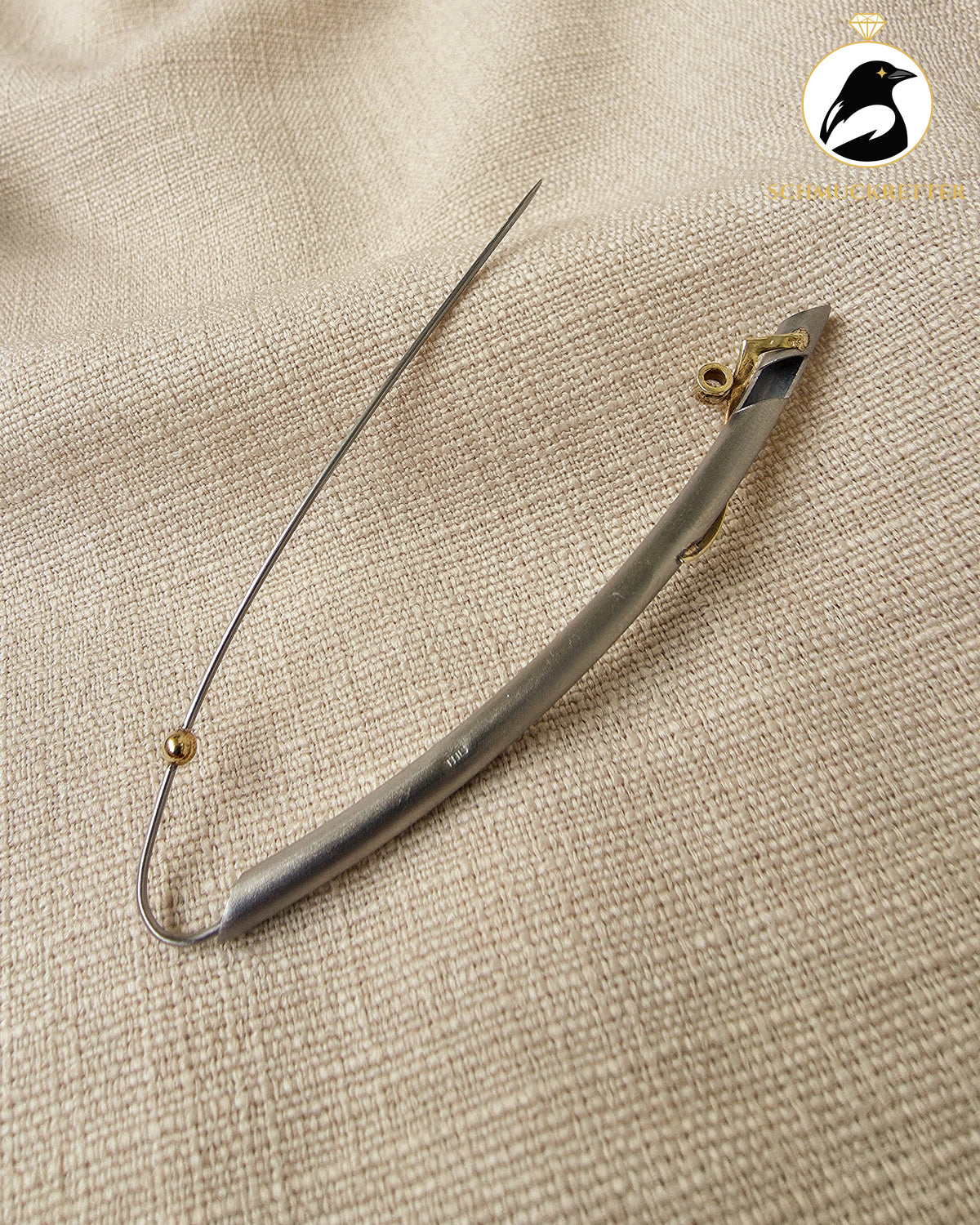 Designerbrosche│375 Gold & Stainless Steel mit Zirkonia