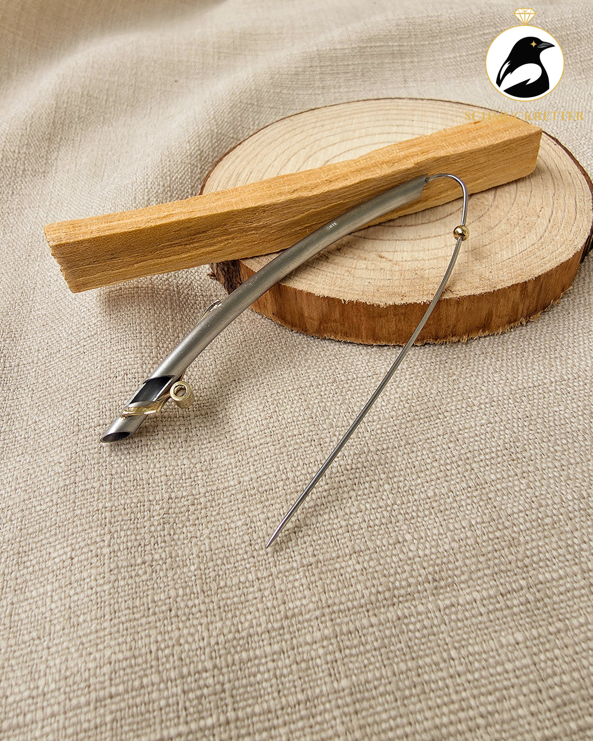 Designerbrosche│375 Gold & Stainless Steel mit Zirkonia