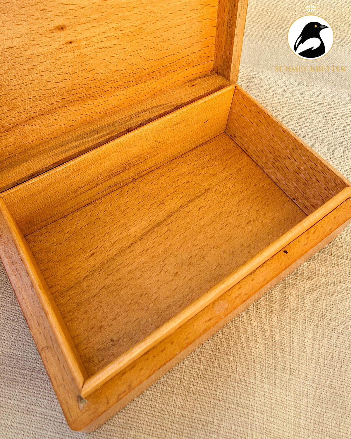 Holzschatulle mit Bernsteinmosaik – Vintage Schmuckkästchen