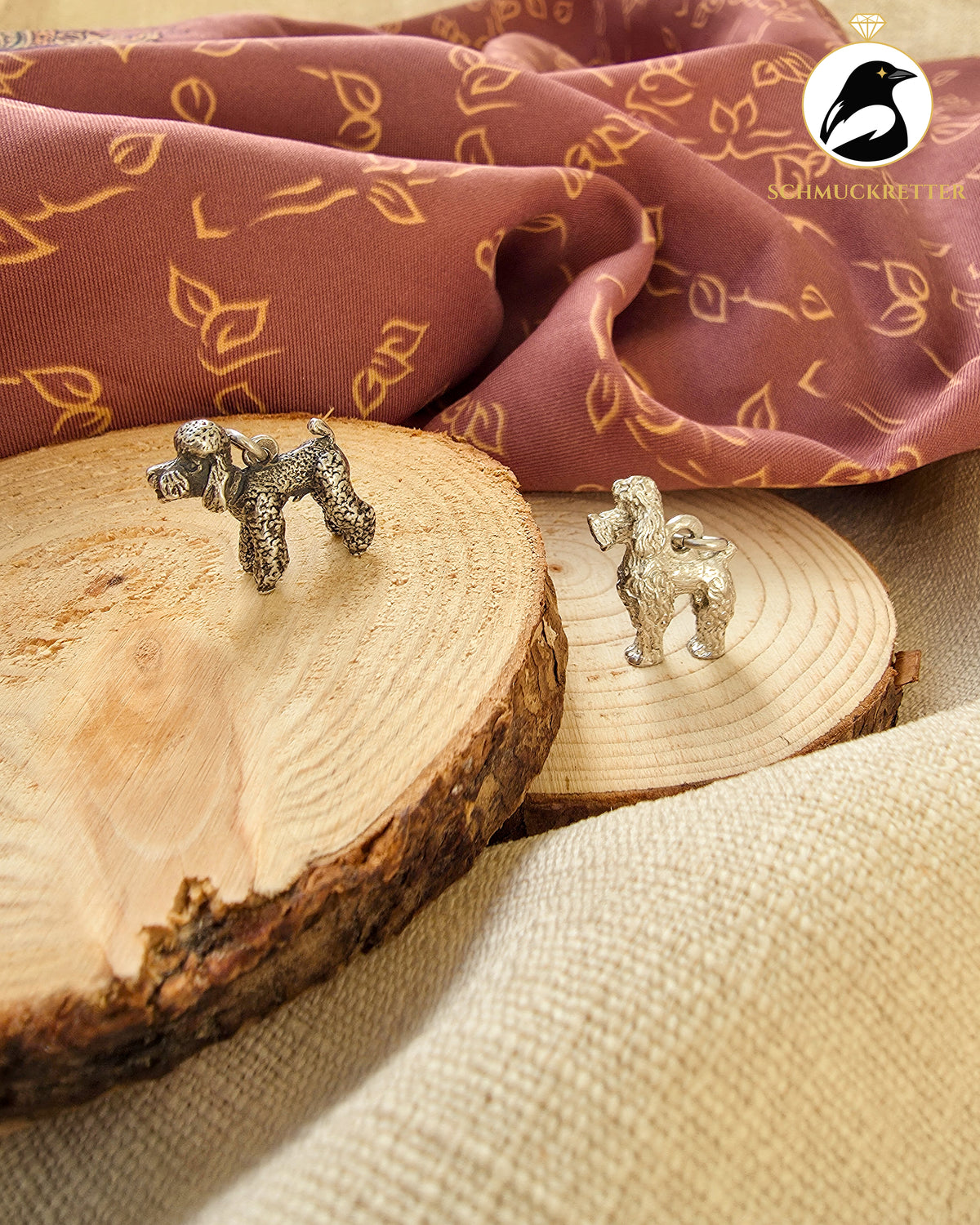 Vintage Pudel-Anhänger im 2er-Set aus 800/835 Silber – Sissi und Franzl