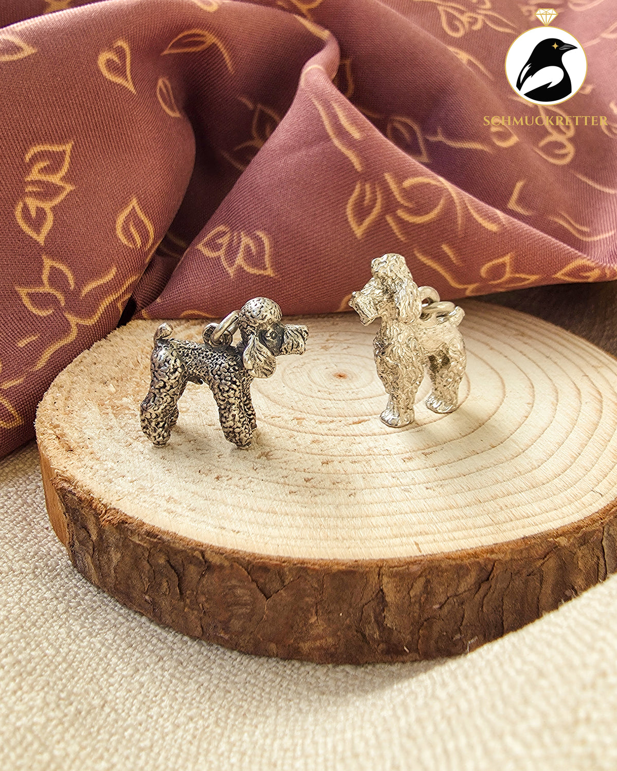Vintage Pudel-Anhänger im 2er-Set aus 800/835 Silber – Sissi und Franzl