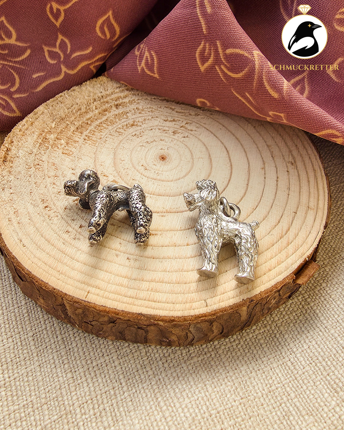 Vintage Pudel-Anhänger im 2er-Set aus 800/835 Silber – Sissi und Franzl