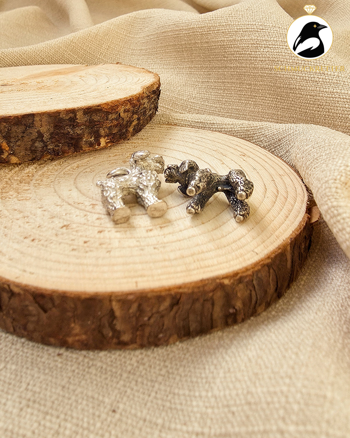 Vintage Pudel-Anhänger im 2er-Set aus 800/835 Silber – Sissi und Franzl