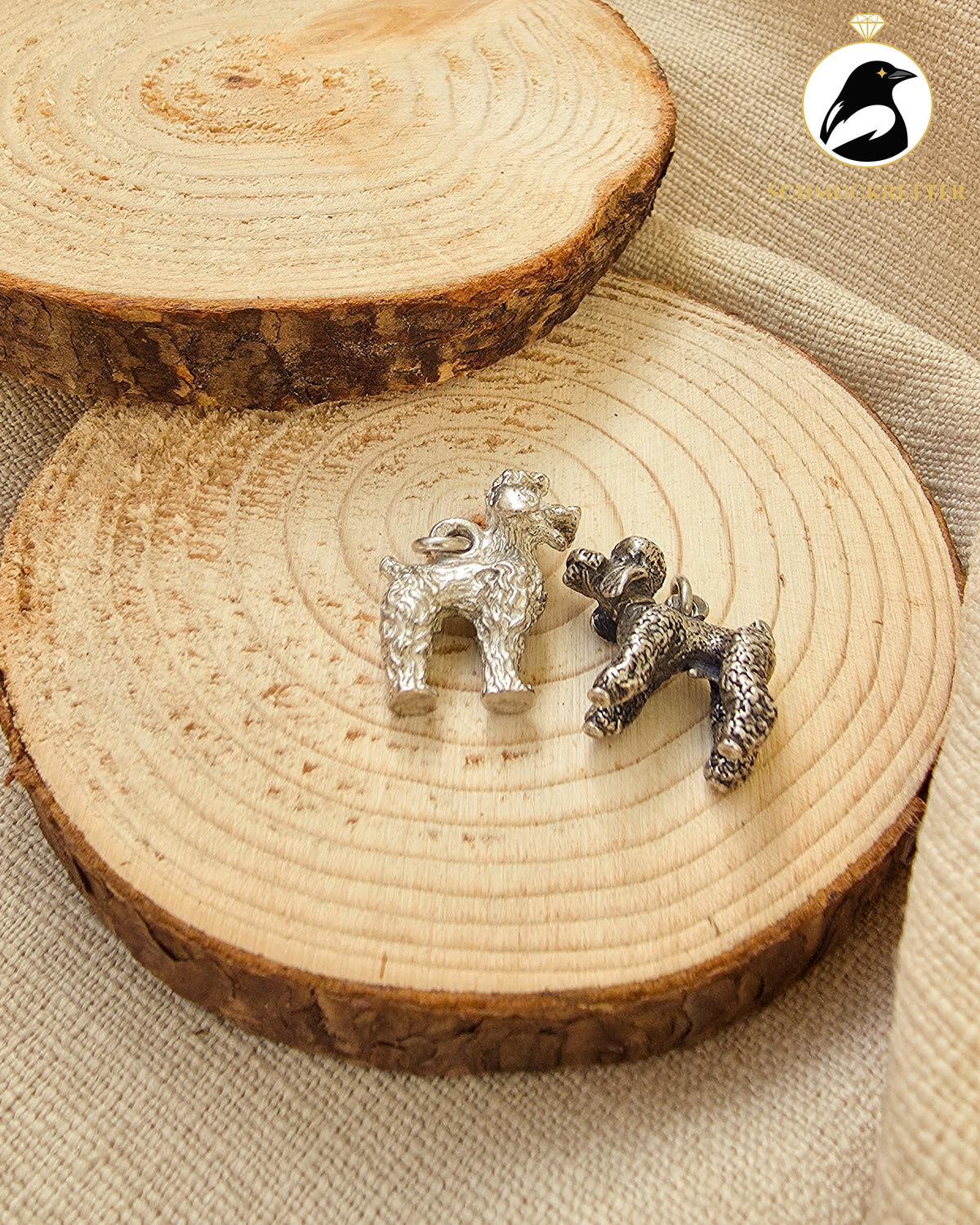 Vintage Pudel-Anhänger im 2er-Set aus 800/835 Silber – Sissi und Franzl