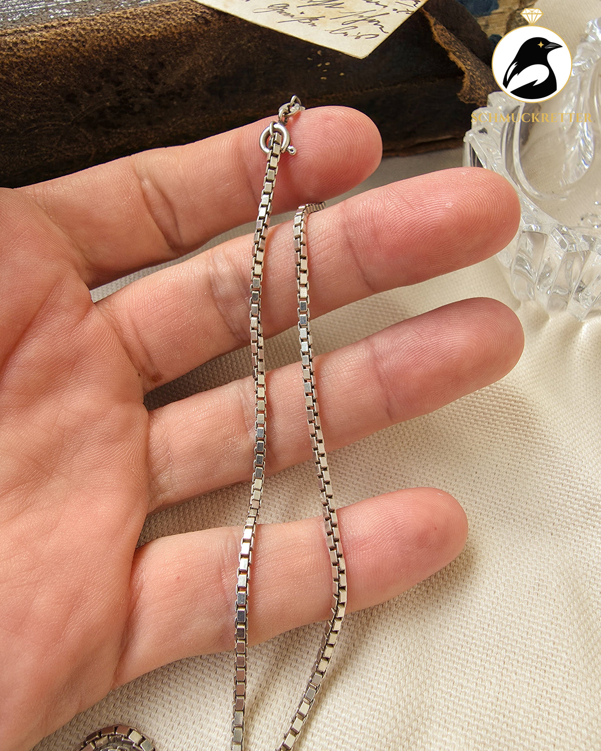 Breite Venezianerkette aus 925 Silber, 39cm