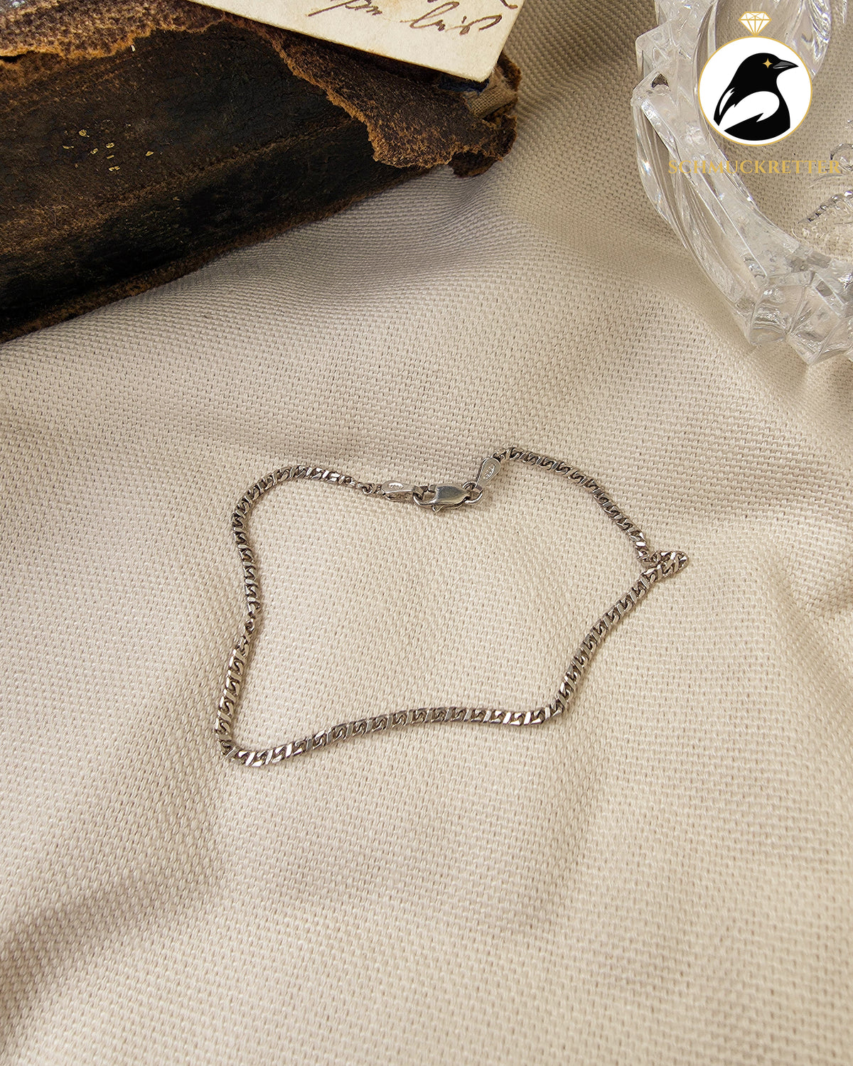 925 Silberarmband mit diamantiertem Panzerkettenmuster aus Italien, 18cm