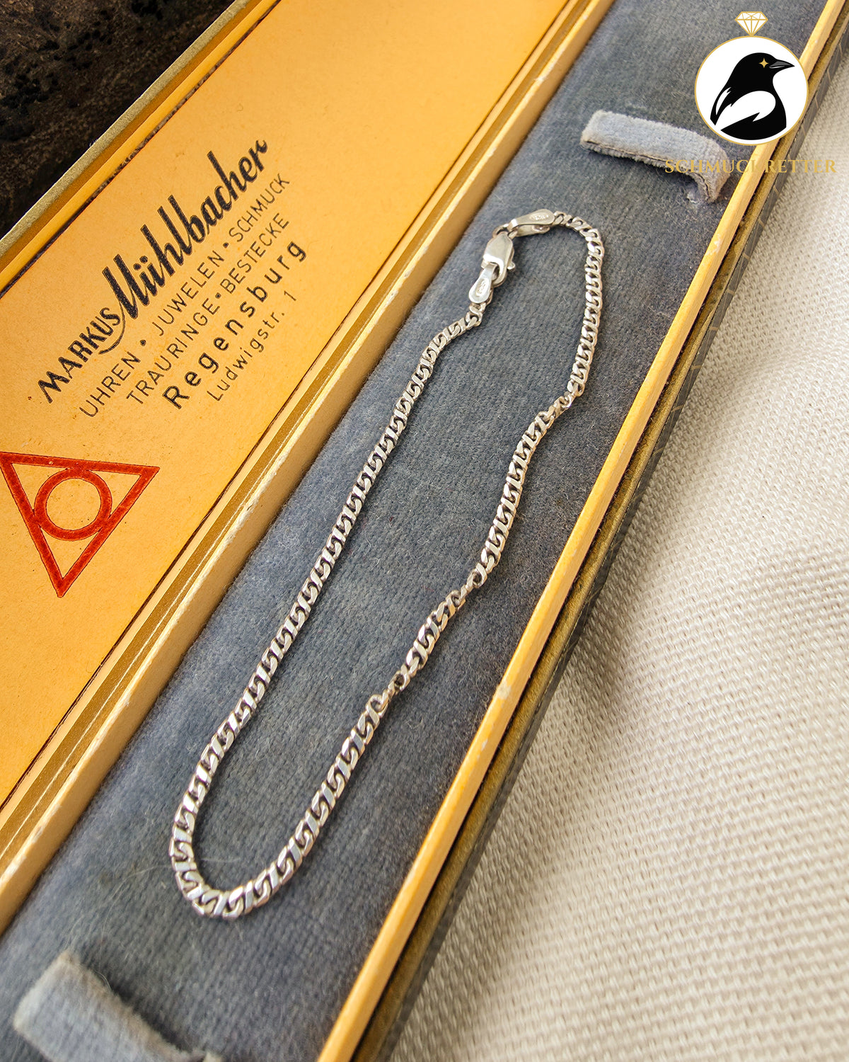 925 Silberarmband mit diamantiertem Panzerkettenmuster aus Italien, 18cm