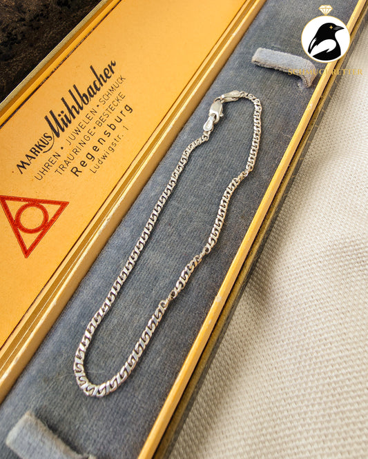 925 Silberarmband mit diamantiertem Panzerkettenmuster aus Italien, 18cm
