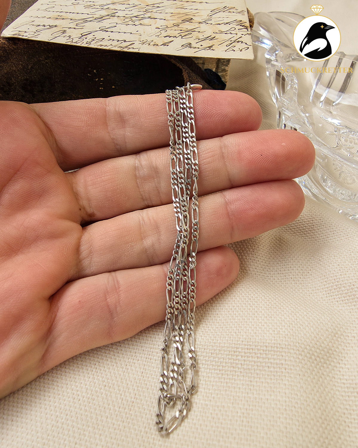 Figarokette aus 925 Silber, 50cm