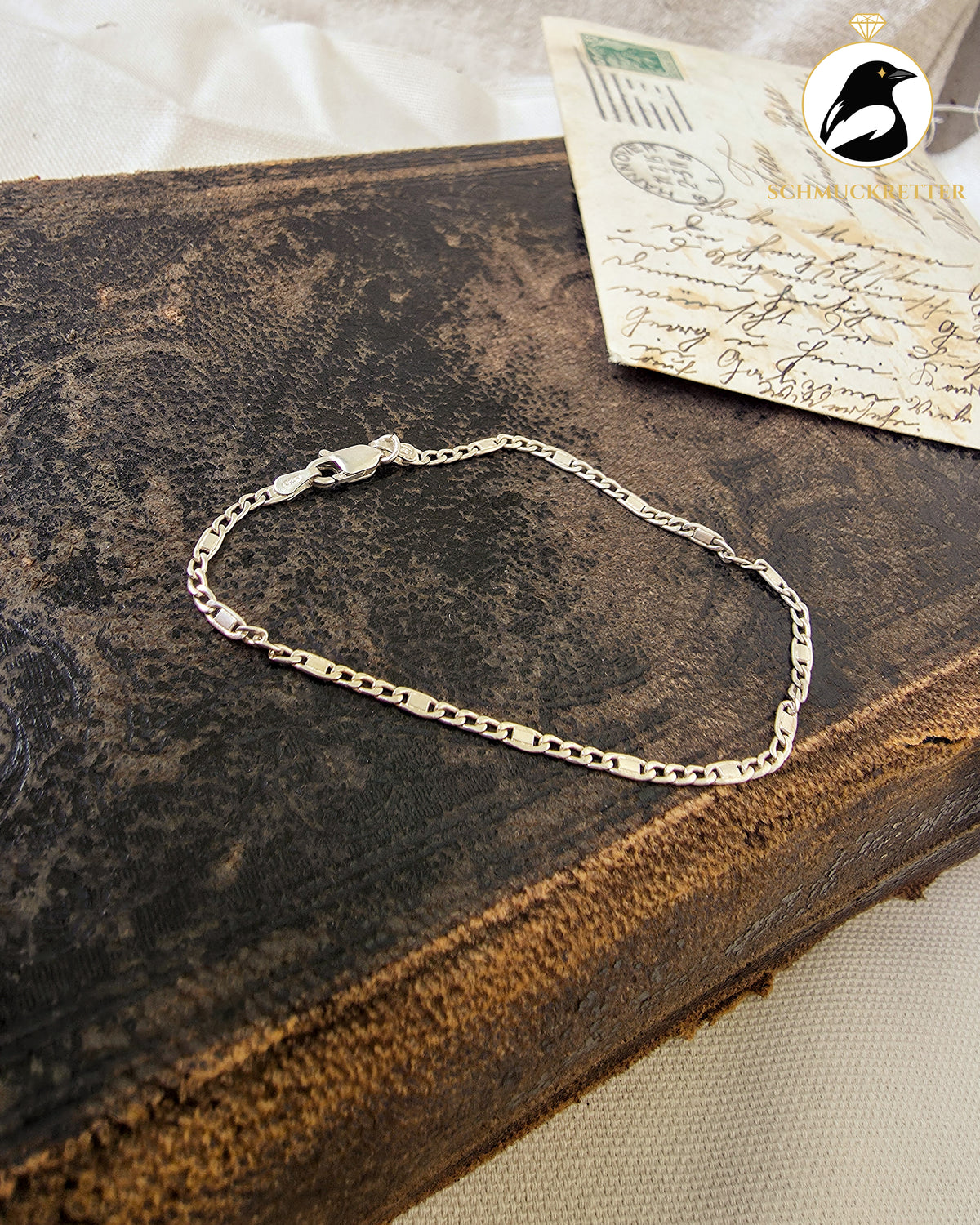 925 Silberarmband mit Stegpanzer-Muster aus Italien, 18cm