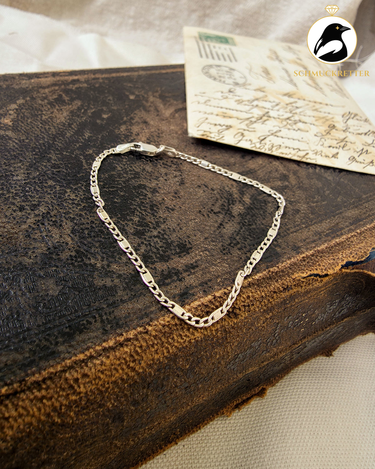 925 Silberarmband mit Stegpanzer-Muster aus Italien, 18cm
