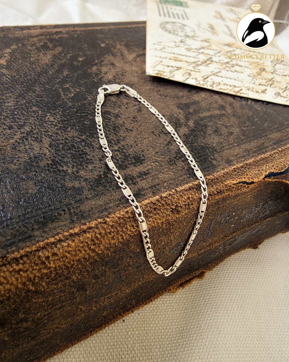 925 Silberarmband mit Stegpanzer-Muster aus Italien, 18cm