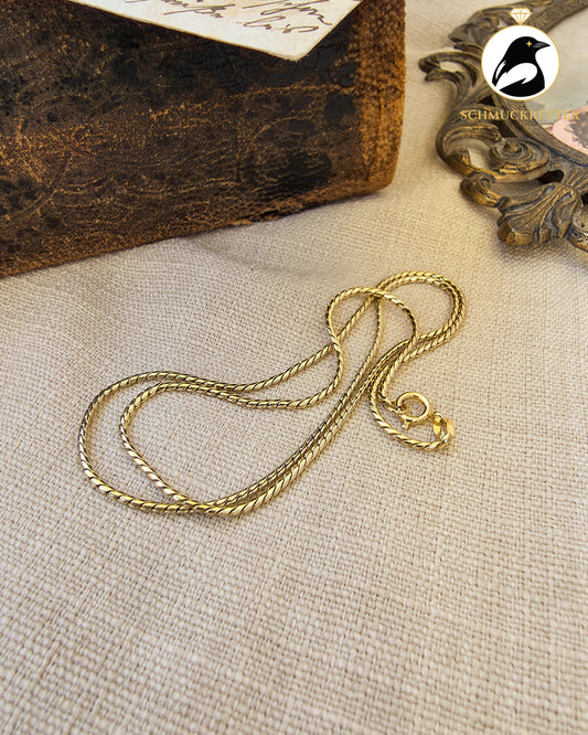585 Goldkette – feine Gliederkette mit Flechtoptik | Vintage, 45,5cm