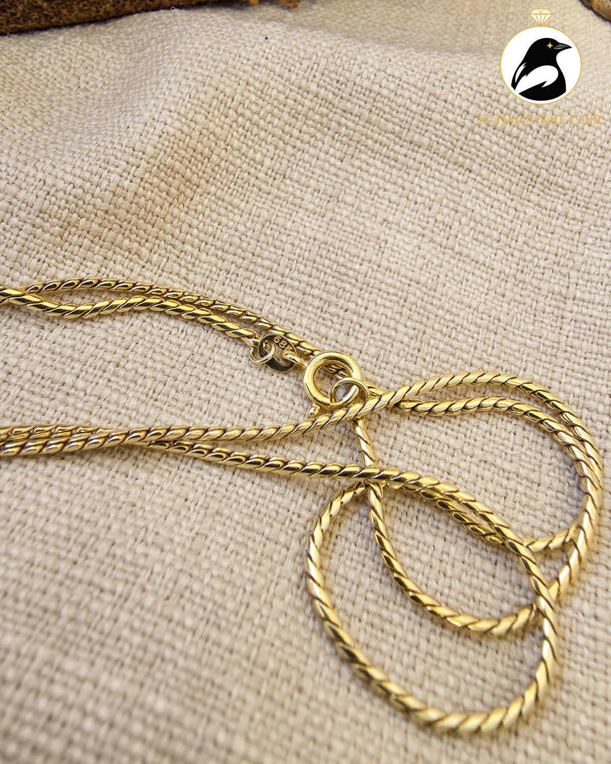 585 Goldkette – feine Gliederkette mit Flechtoptik | Vintage, 45,5cm