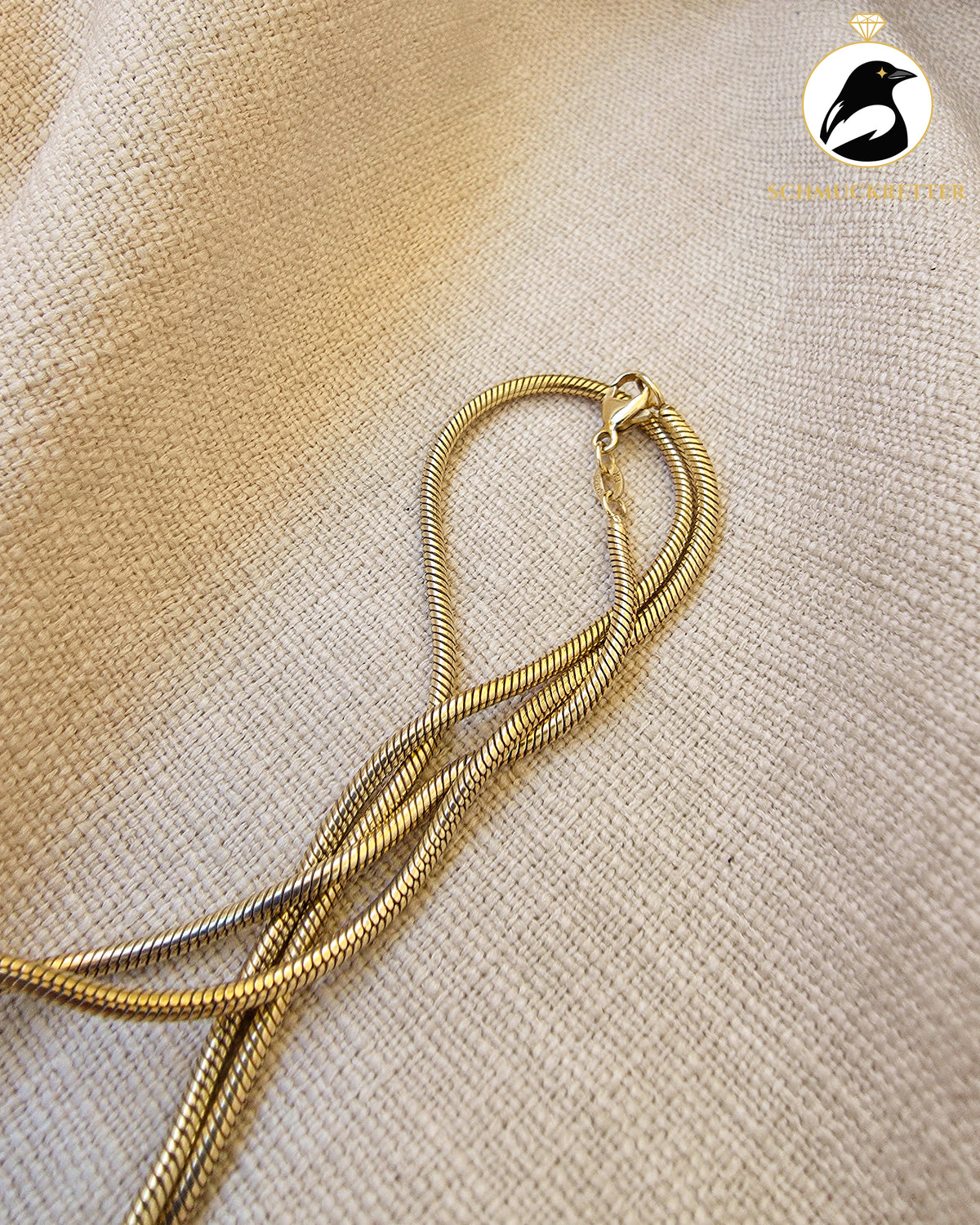 Vergoldete Schlangenkette aus 925 Silber, 45,5cm