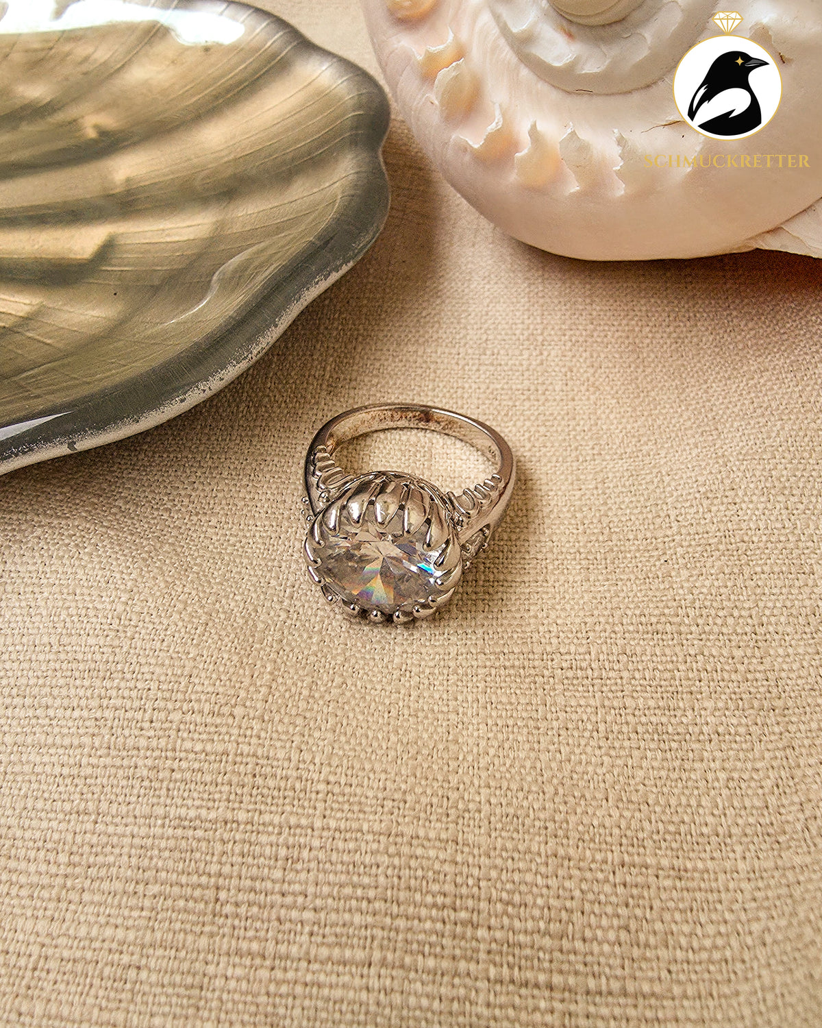 Massiver Zirkonia Ring aus 925 Silber, Gr. 62