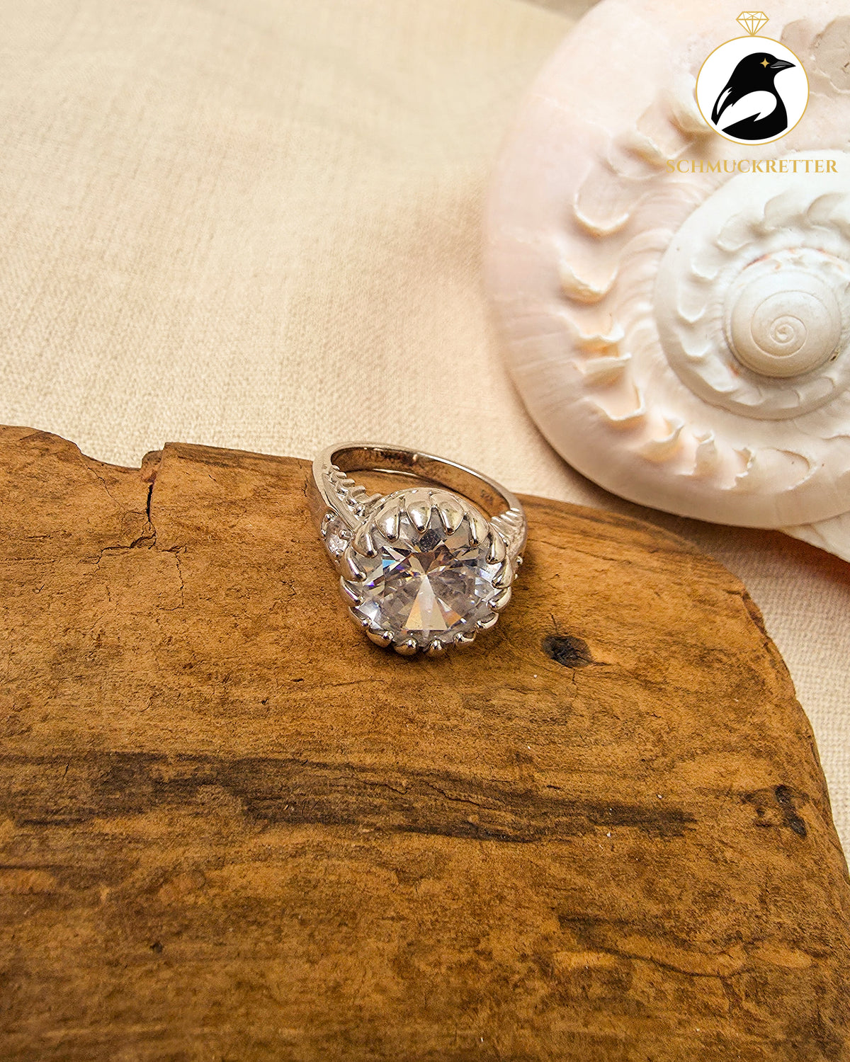 Massiver Zirkonia Ring aus 925 Silber, Gr. 62