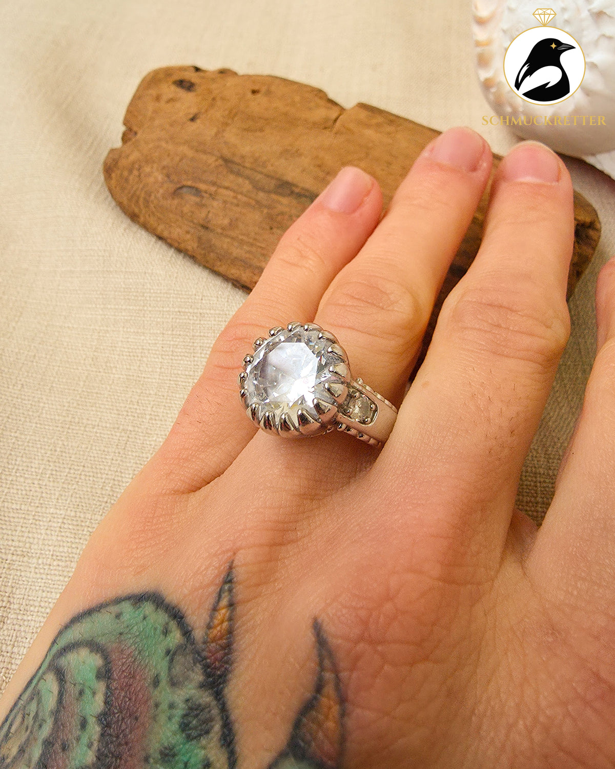 Massiver Zirkonia Ring aus 925 Silber, Gr. 62