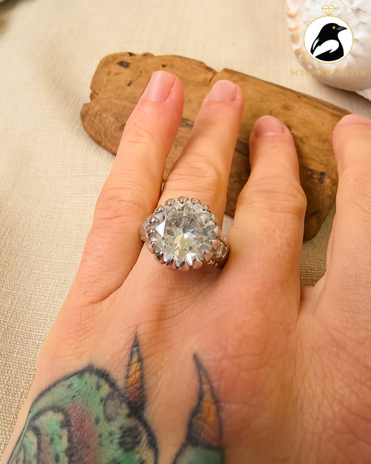 Massiver Zirkonia Ring aus 925 Silber, Gr. 62