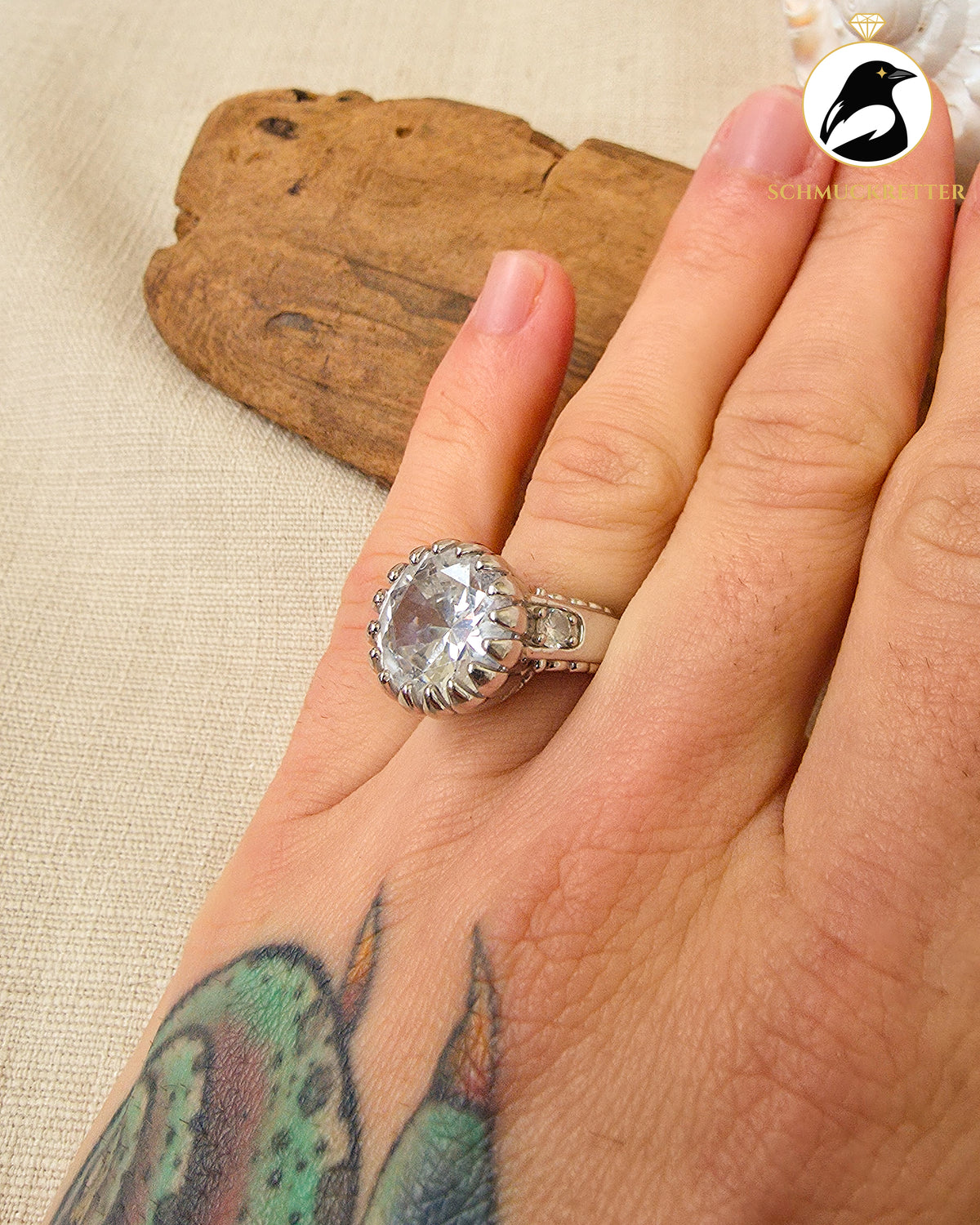 Massiver Zirkonia Ring aus 925 Silber, Gr. 62