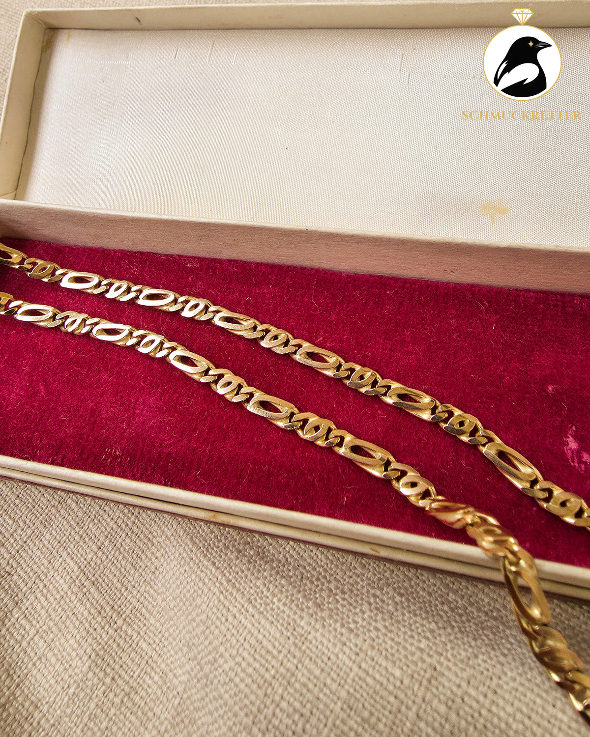 Breite Figaro Halskette aus 333 Gelbgold, 50,5cm