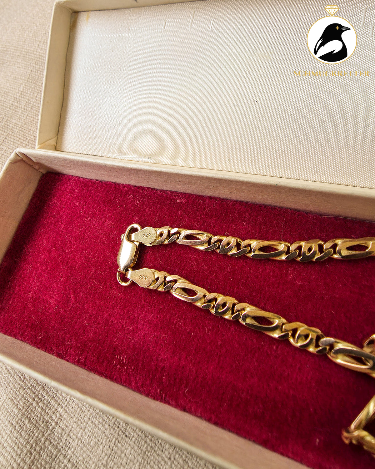 Breite Figaro Halskette aus 333 Gelbgold, 50,5cm