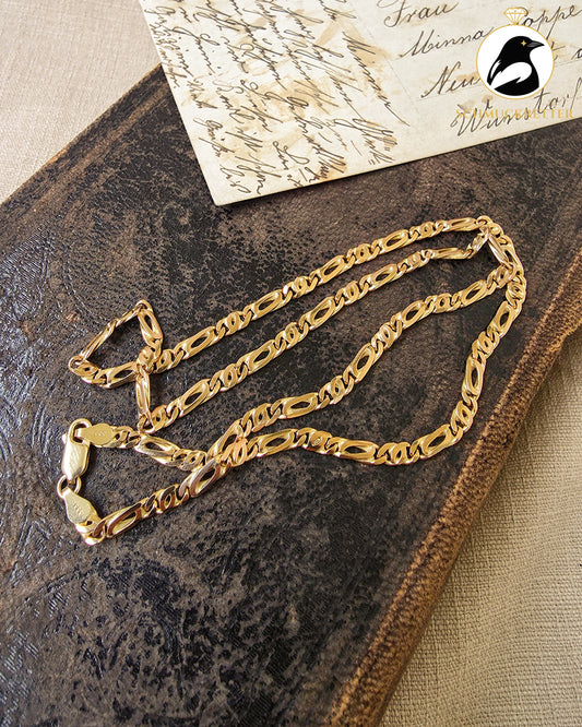 Breite Figaro Halskette aus 333 Gelbgold, 50,5cm